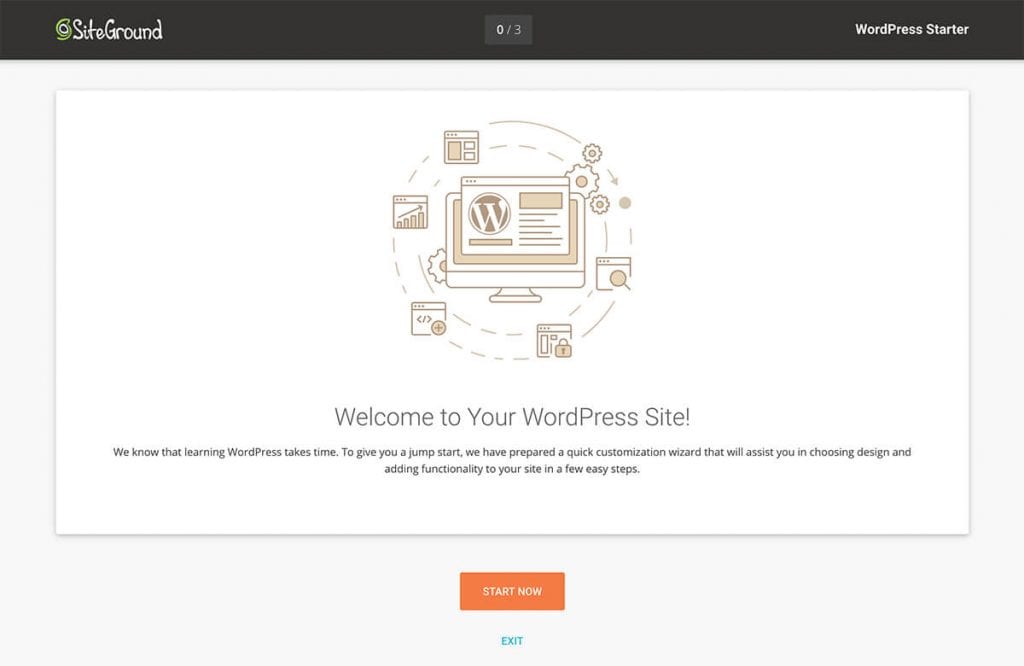 Siteground post installation screen