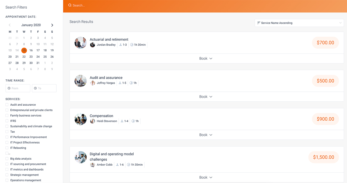 Amelia Booking Search function