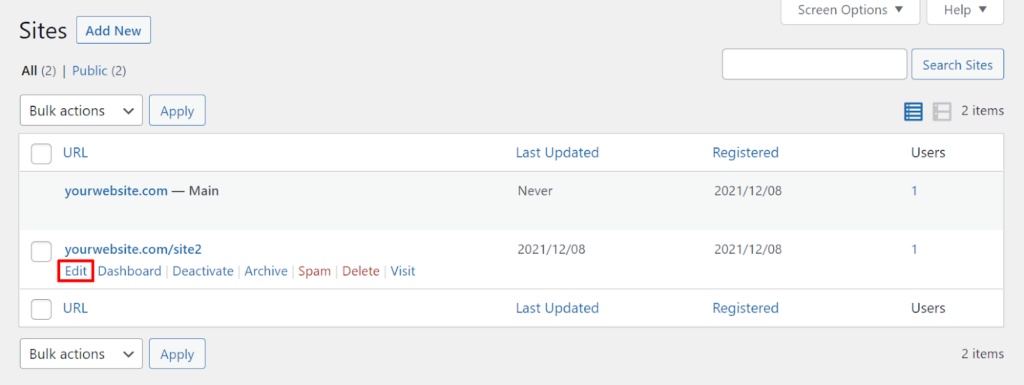 Enable a theme on a specific site only