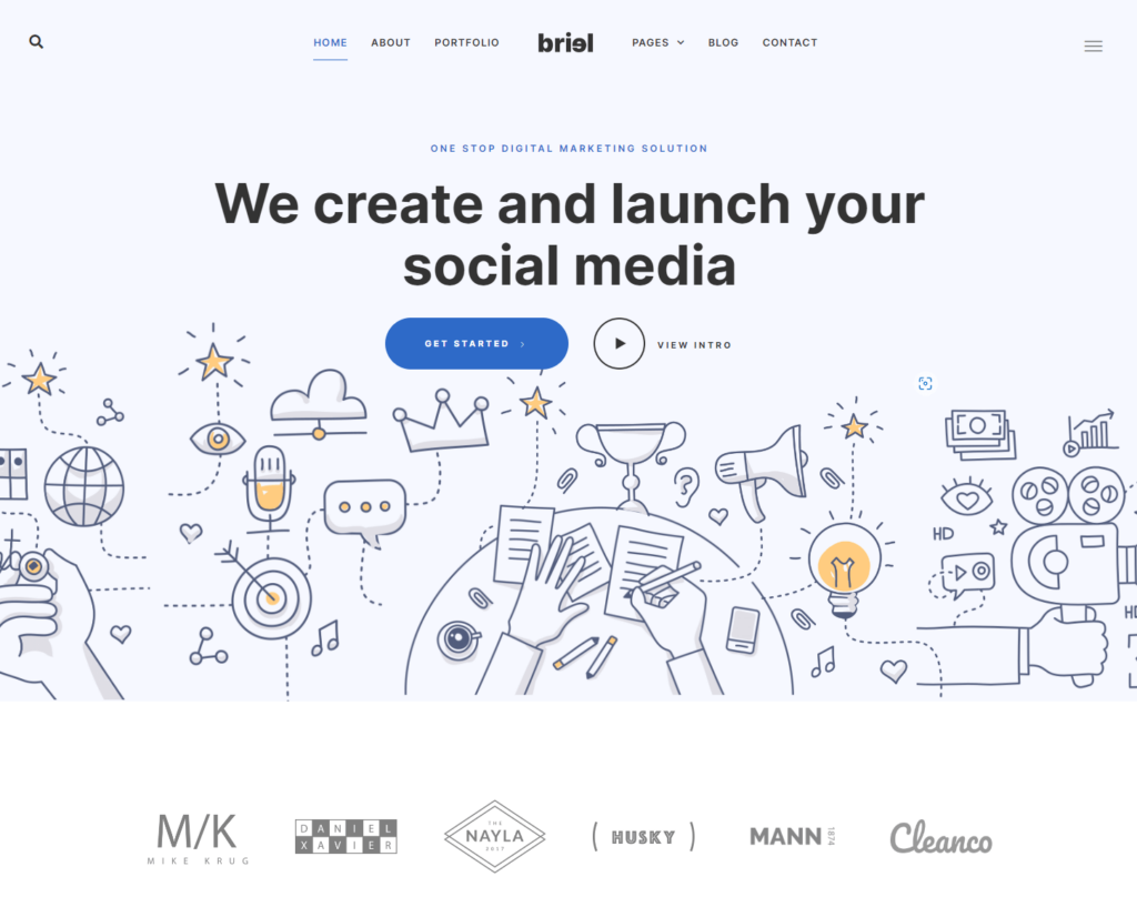 Homepage of Briel Elementor template kit