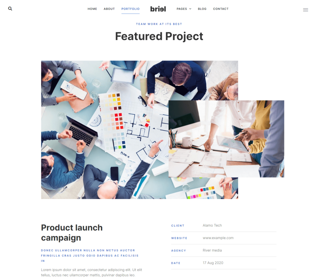 Portfolio page of Briel Elementor template kit
