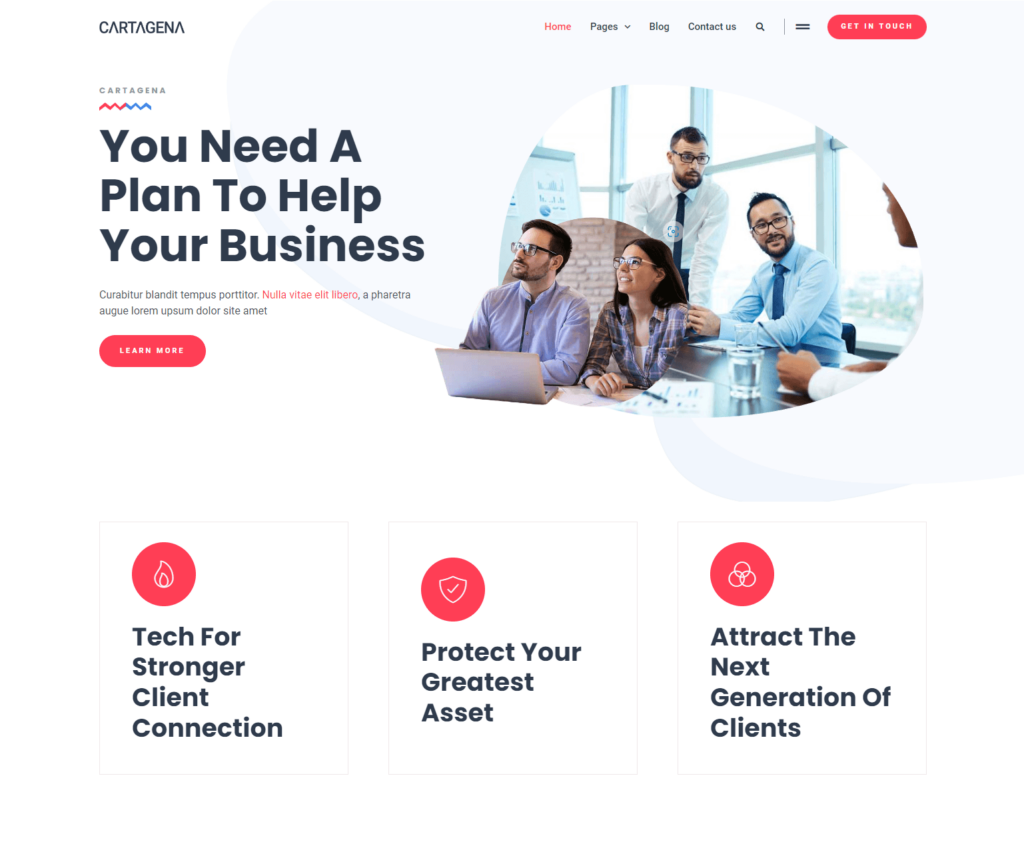 Homepage of Cartagena Elementor template kit