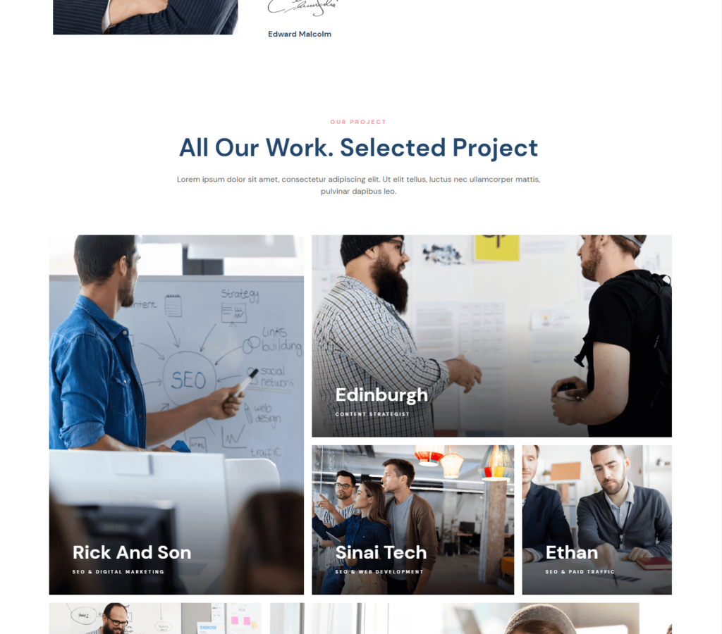 Portfolio page of Elysian Elementor template kit
