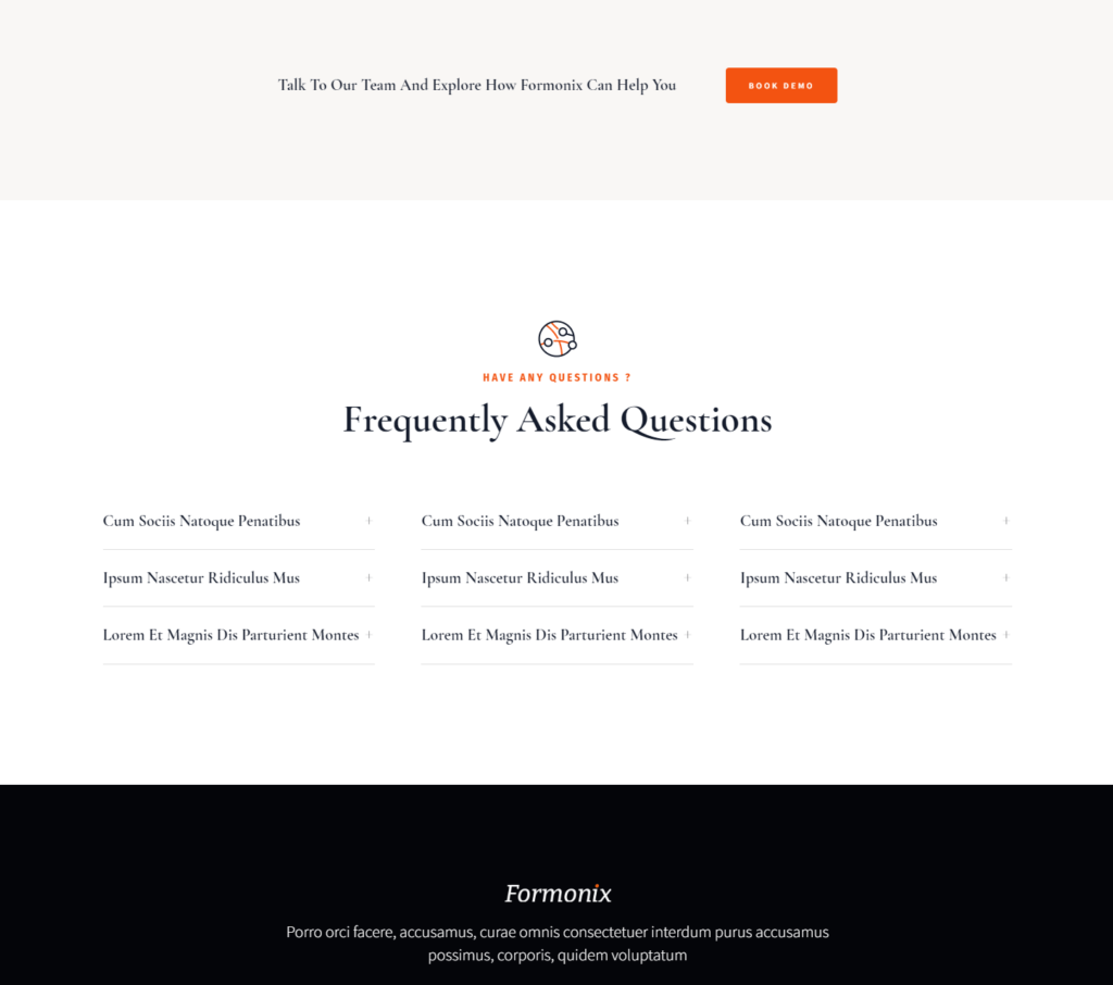 Process page of Formonix Elementor template kit