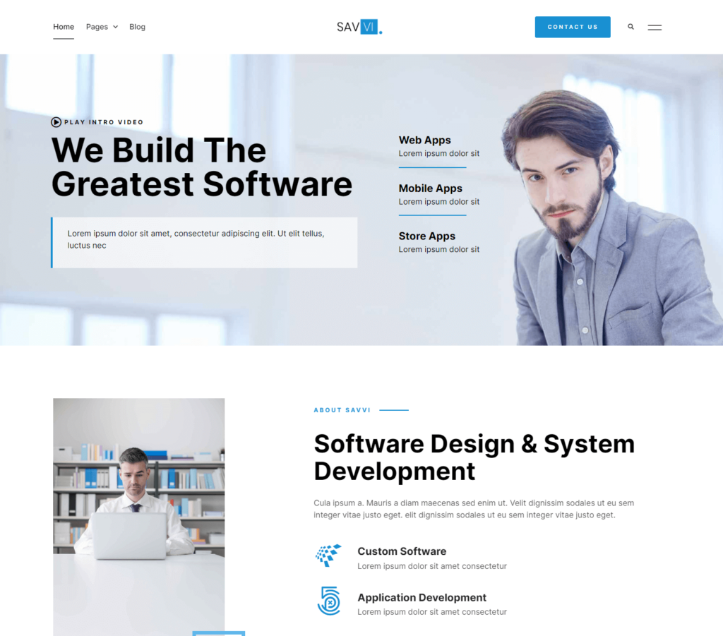 Homepage of Savvi Elementor template kit