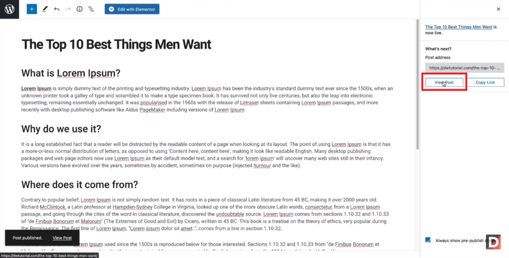 Previewing Content in WordPress