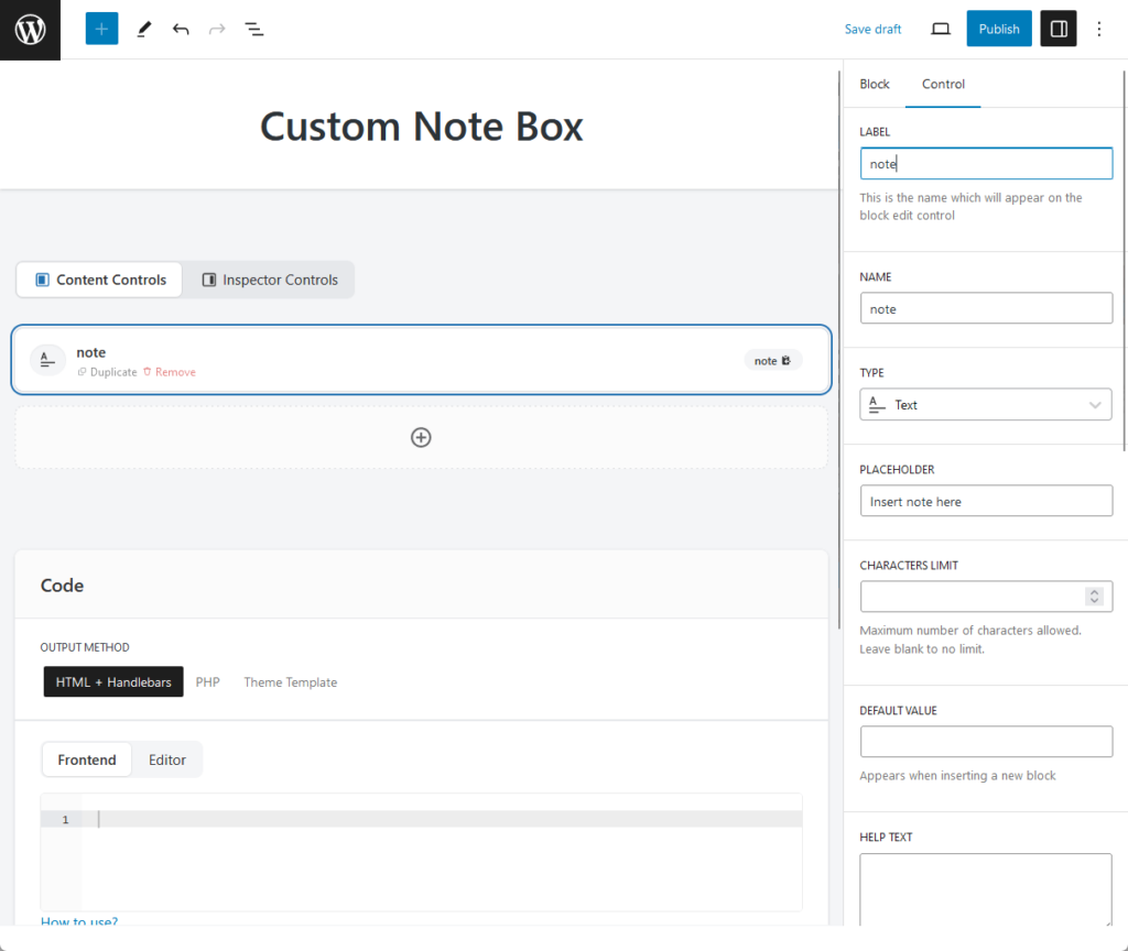 adding a label and placeholder to the text component
