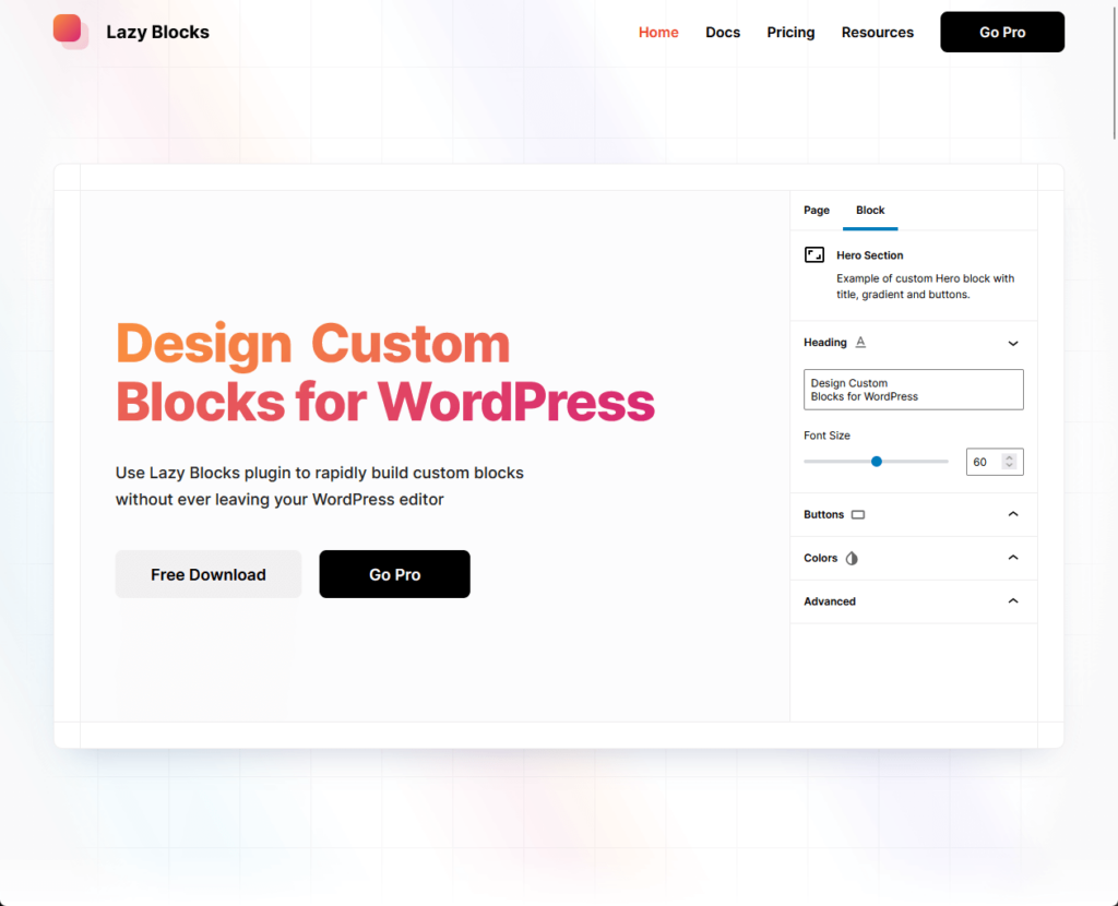 Use Lazy Blocks plugin to rapidly build custom blocks