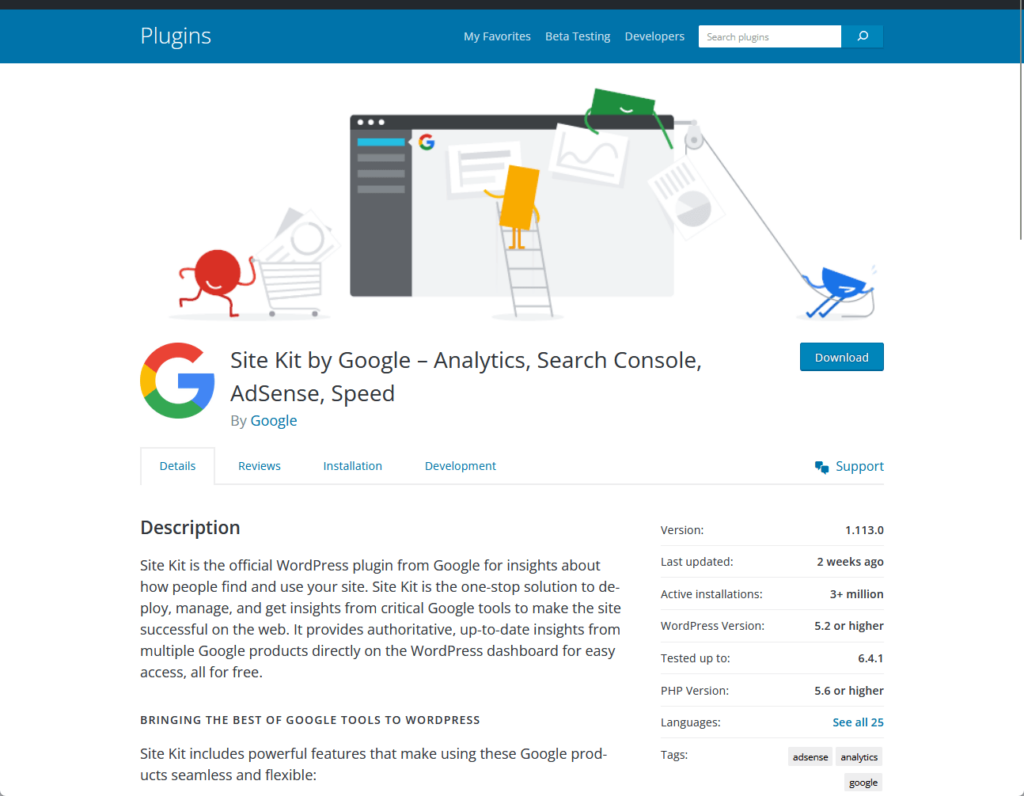 Site Kit by Google – Analytics, Search Console, AdSense, Speed