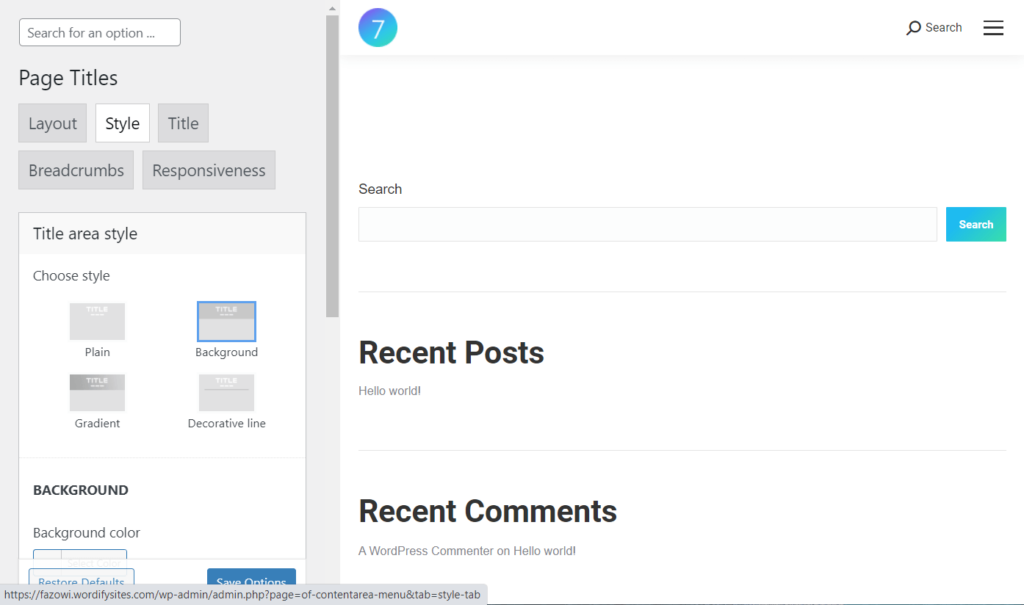 Page title style options