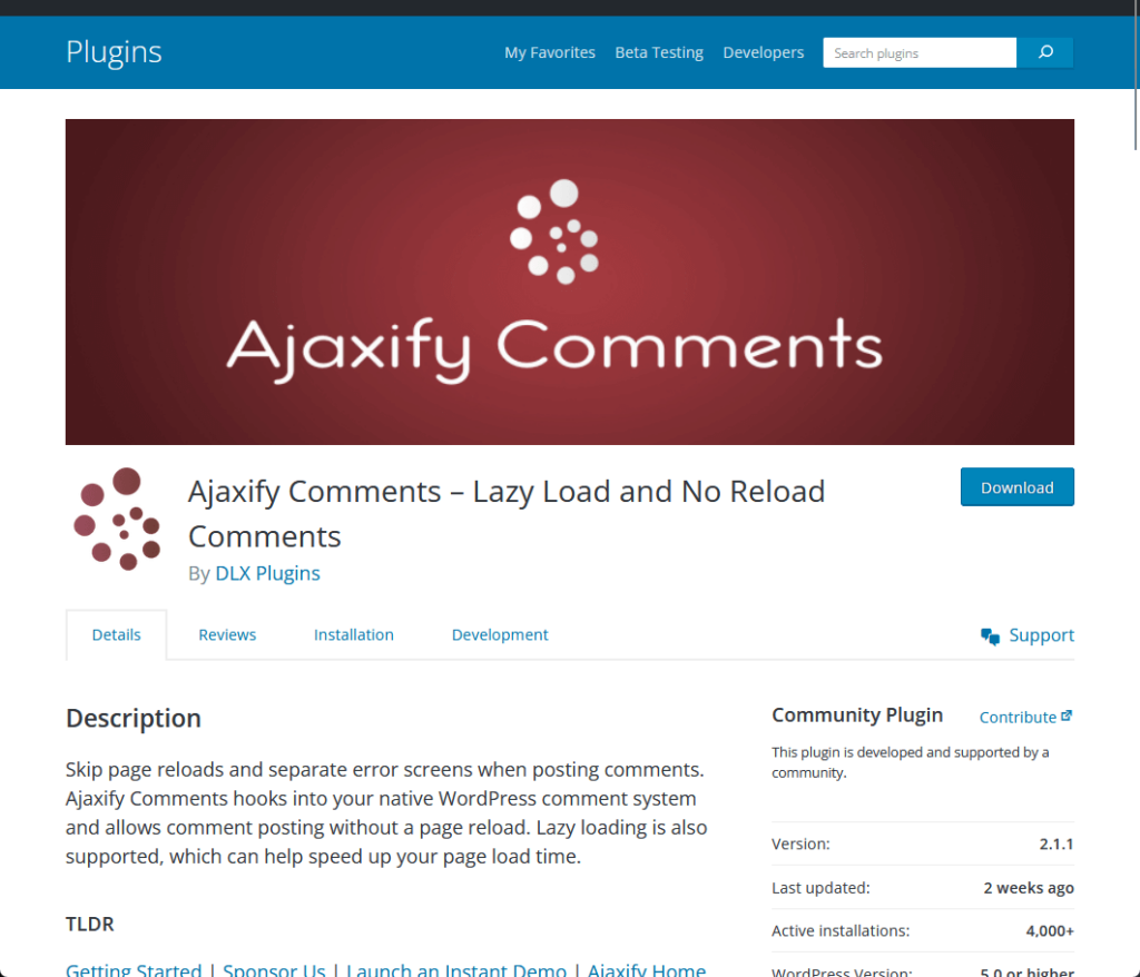 Ajaxify Comments – Lazy Load and No Reload Comments