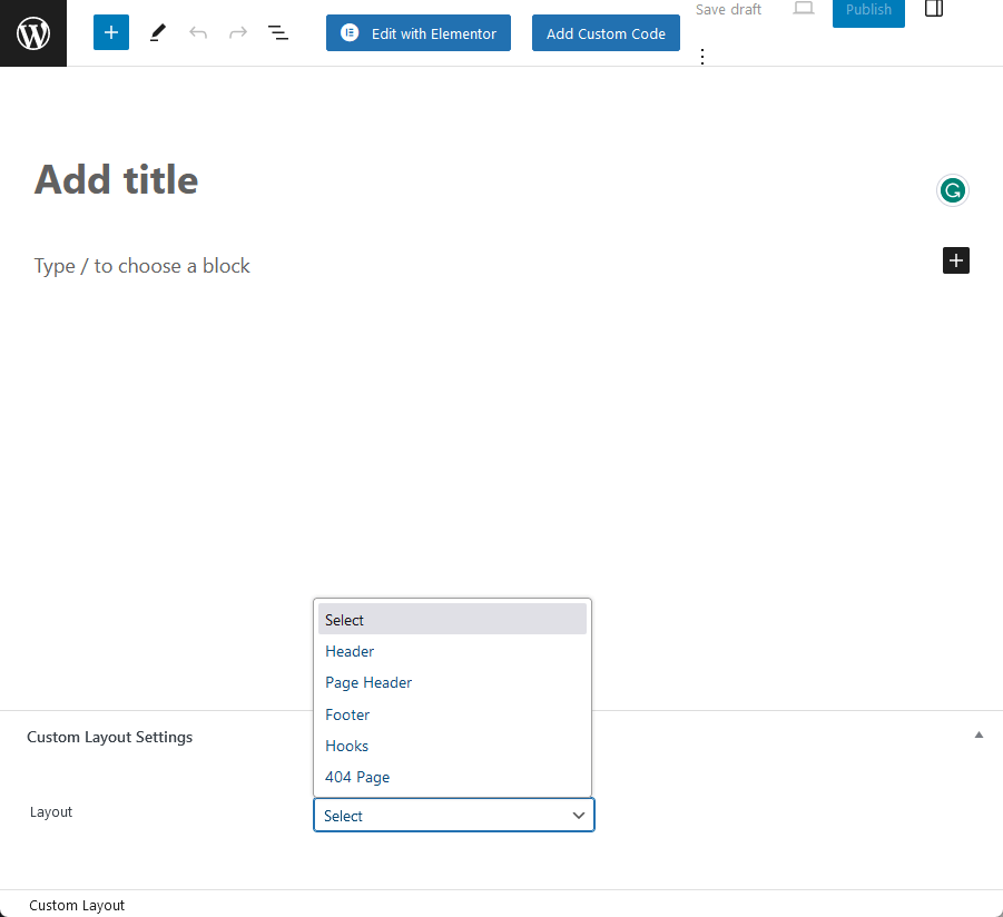 hestia custom layout settings