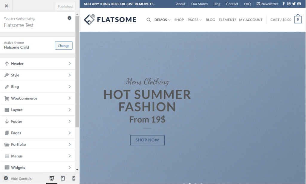 Theme options
