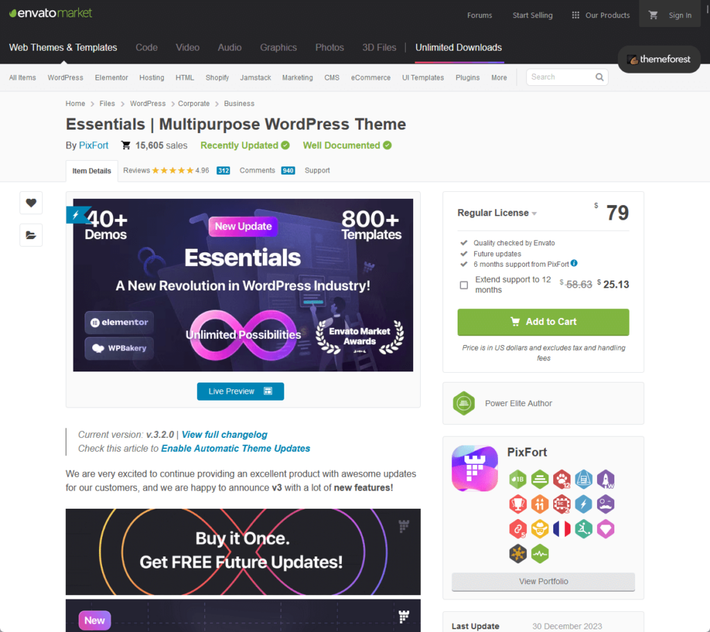 essentials: multipurpose wordpress theme in envato market
