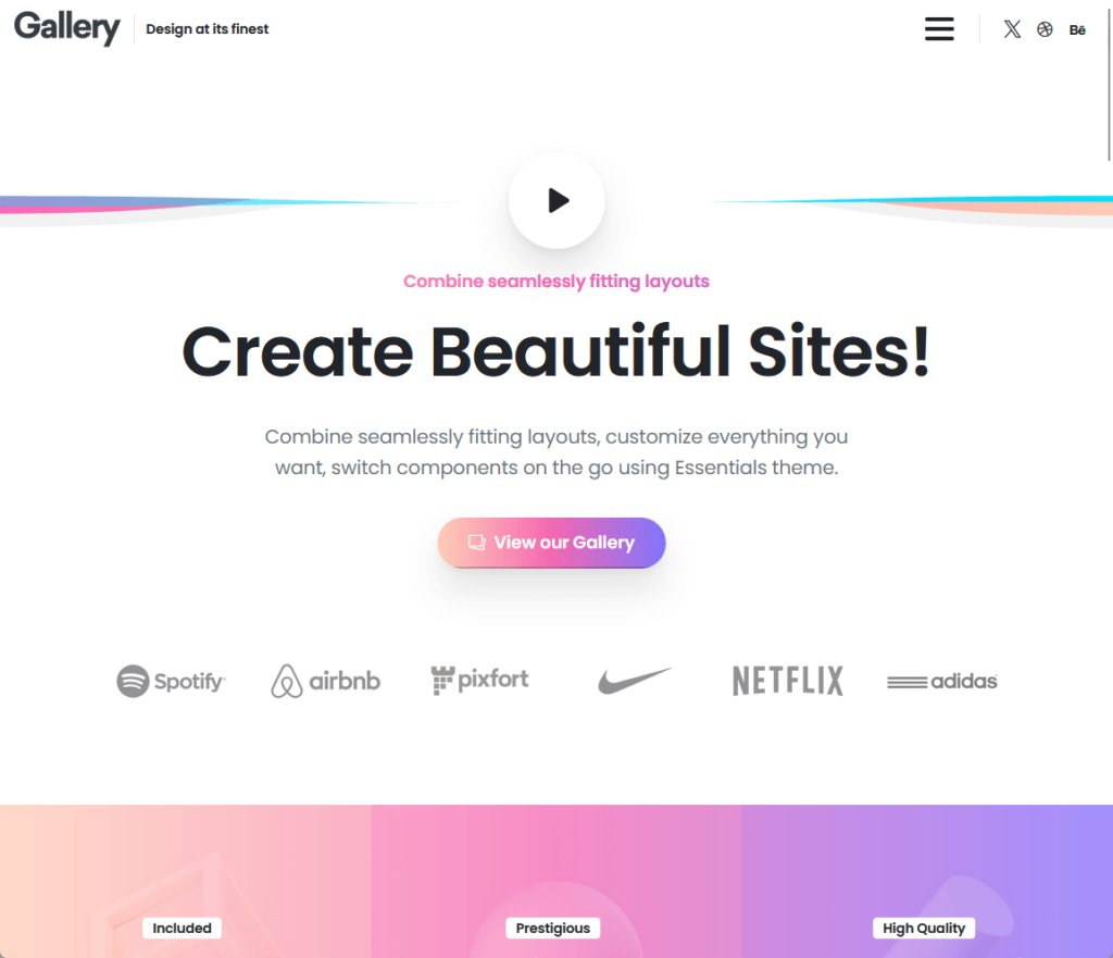 the wpbakery gallery demo site from the essentials theme