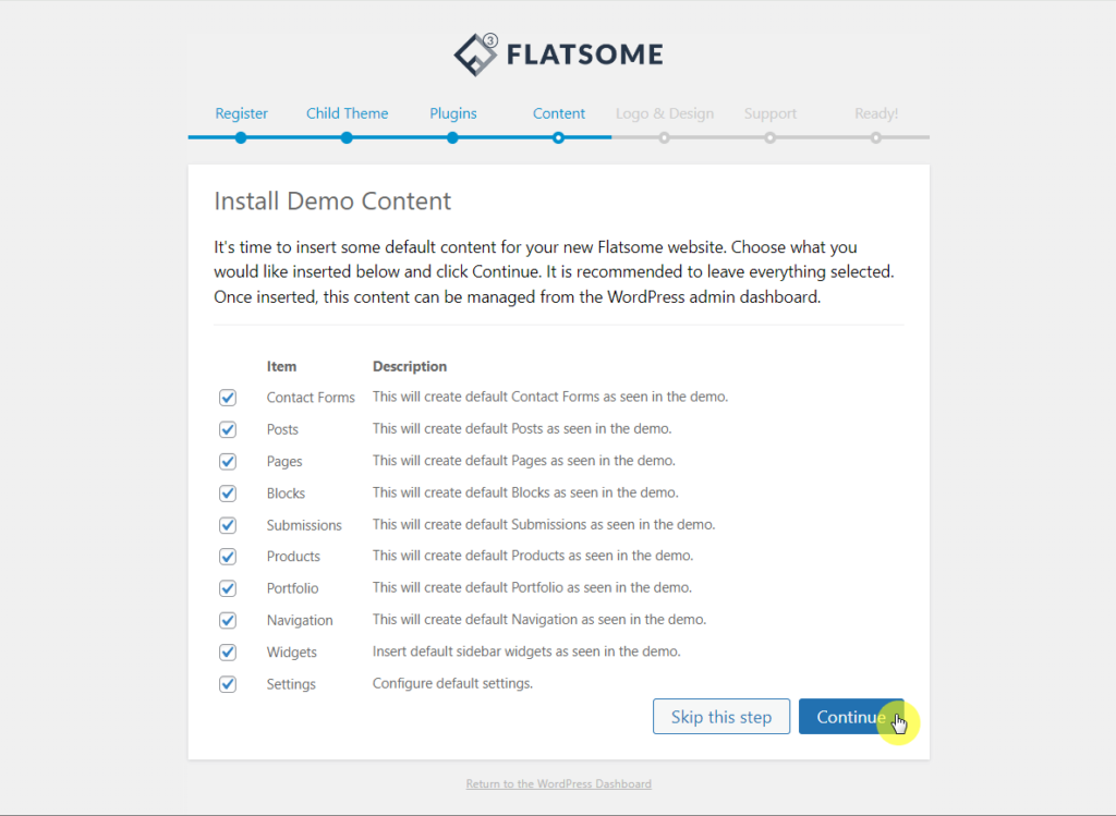 Import demo content