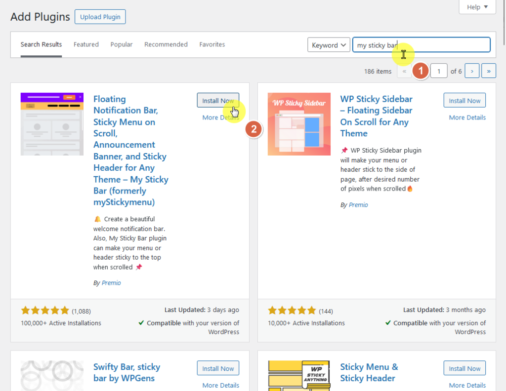 install now the my sticky bar plugin (formerly mystickymenu)