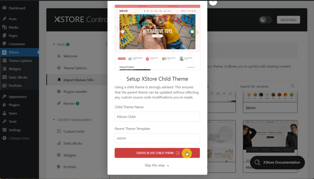 Create and use child theme