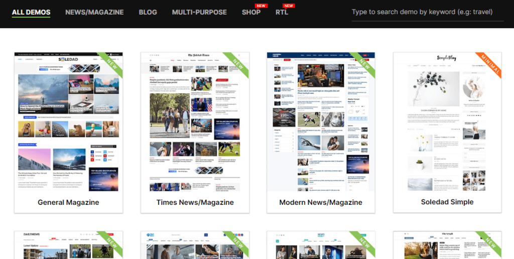 Pre-built websites