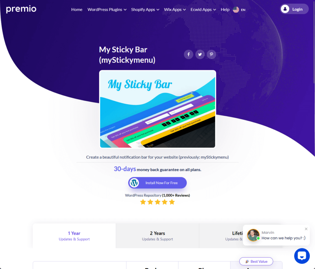 Create a beautiful notification bar for your website (previously: myStickymenu)
