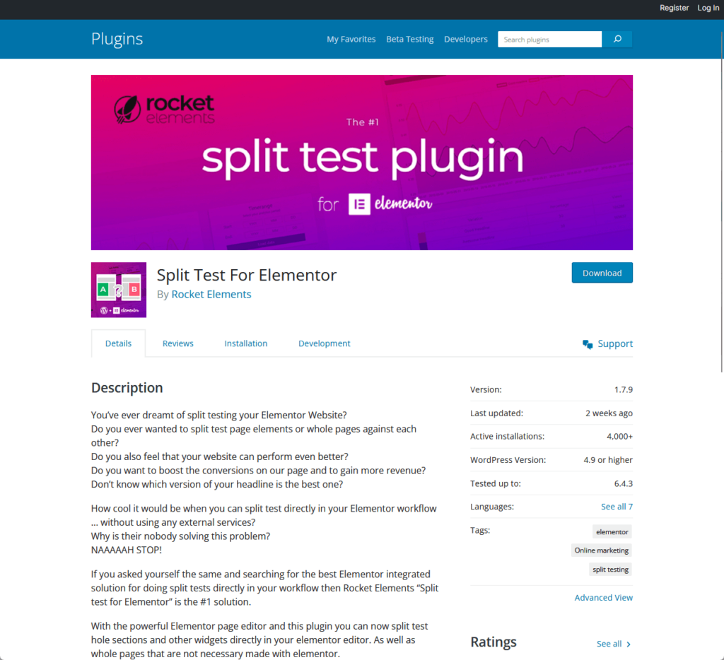 Split Test for Elementor by Rocket Elements