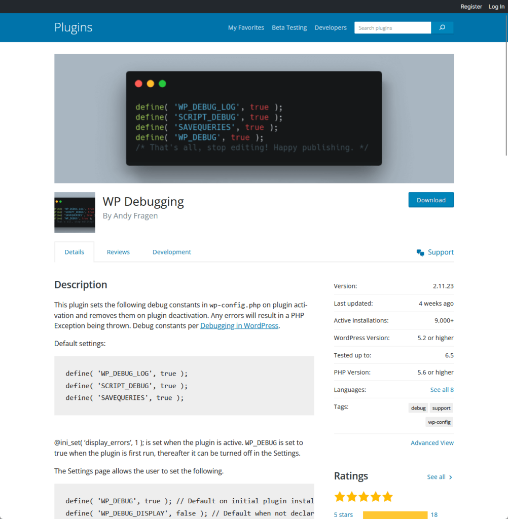 WP Debugging by Andy Fragen