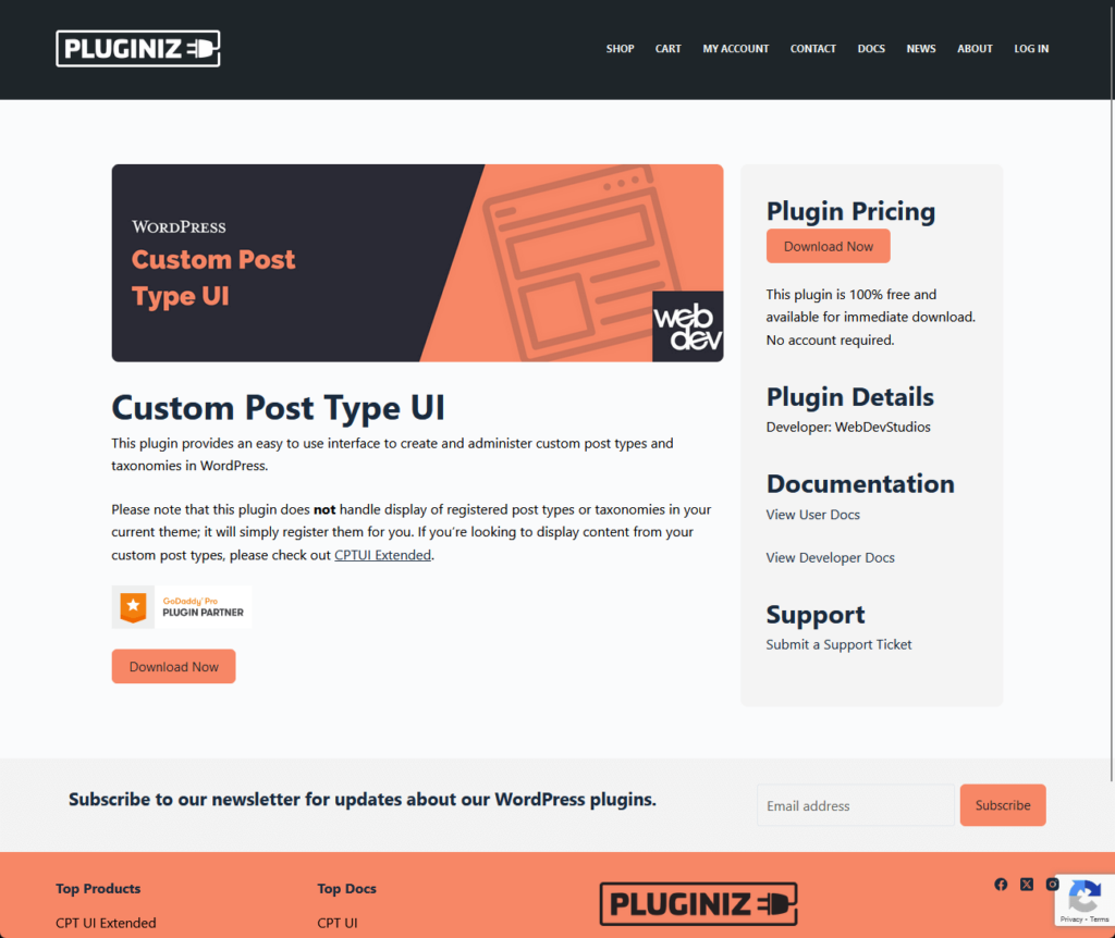Custom Post Type UI. This plugin provides an easy-to-use interface to create and administer custom post types and taxonomies in WordPress.